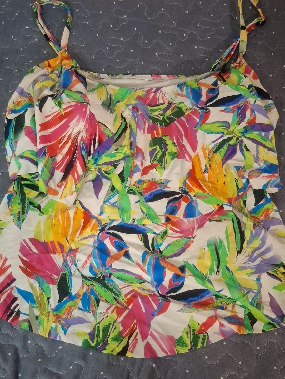 24th & Ocean Vibrant Multicolor Tropical Print Women's Tankini size large